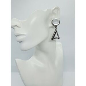 Vintage Bead Cluster Dangled Drop Clip On Signed GJD Silver Tone 2.5" Long